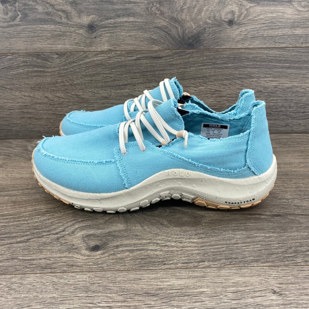 Holo Footwear Mens Turquoise Blue Canvas Frayed Edge Sneakers HM123579 Size 10